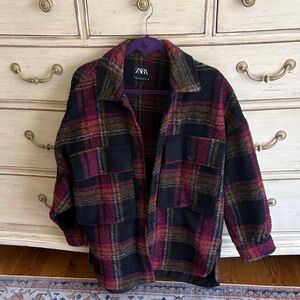 Zara Checkered Jacket in Black and Pink